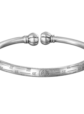 9999纯银手镯实心银镯子复古做旧