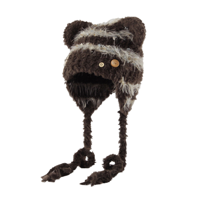 可爱小熊毛绒帽女冬季百搭显脸小