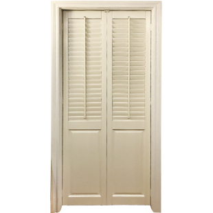 圣德科实木活动百叶门透气窗造型芯板方板衣帽间房折叠吊轨推拉门