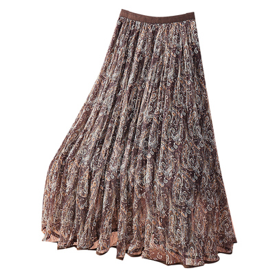 垂坠感好看碎花网纱大摆半身裙