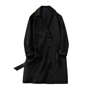 Dashufulcrum韩版双排扣中长款过膝风衣外套男秋季简约休闲风大衣