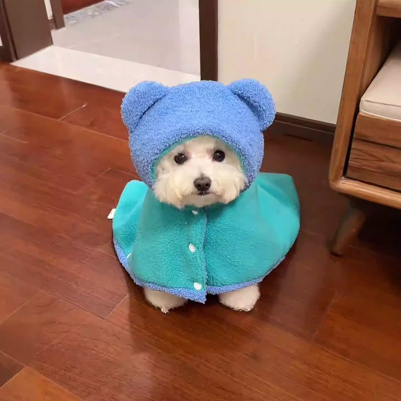 狗狗衣服小型犬冬季保暖披风比熊泰迪睡袍加绒毯子防风御寒斗篷