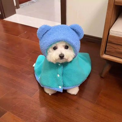 狗狗衣服小型犬冬季保暖披风比熊泰迪睡袍加绒毯子防风御寒斗篷
