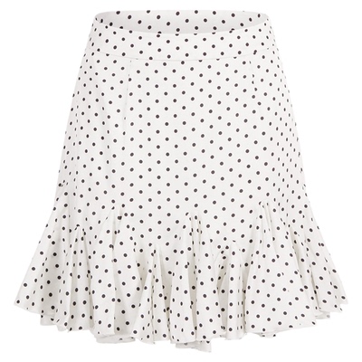 荷叶边波点半身裙显瘦A字短裙