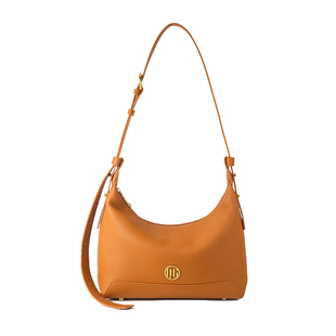 节日礼物QG棕色包包女新款头层牛皮单肩斜挎包通勤大容量Hobo包女