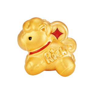 明牌珠宝财宝小马硬金串珠 生肖福马黄金转运珠足金招财AFP1385