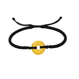 周六福黄金5D硬金手绳男款经典平安扣手饰定价仪式感礼物送男士