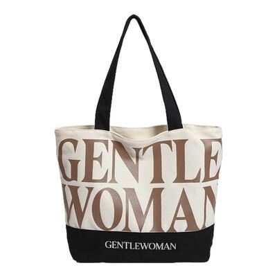GentleWoman字母印花帆布大包女