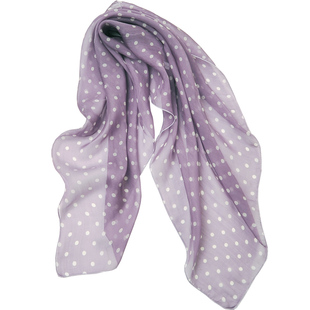 【微瑕】女士秋季复古紫色波点真丝小方巾桑蚕丝薄款丝巾围巾纱巾