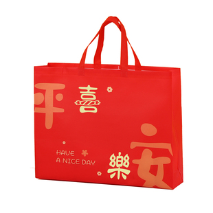 新年红色加厚防水覆膜无纺布袋结婚喜庆中秋节月饼送礼袋子伴手礼