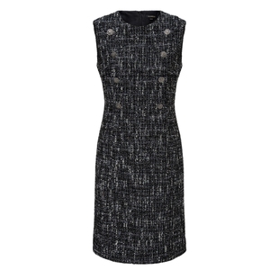 【含羊毛】Scofield女装小香风粗花呢无袖连衣裙双排扣2025冬新品