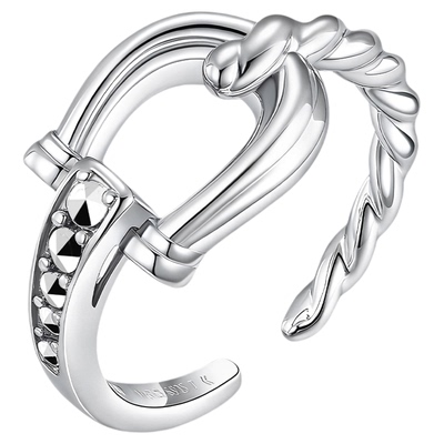 曼古银马吉扣开口戒指S925银