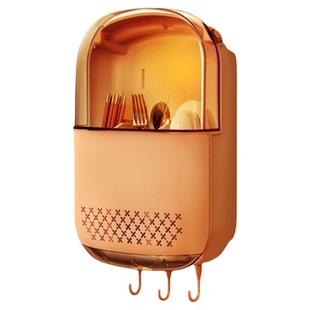 筷子收纳盒带盖防尘壁挂式筷篓家用厨房筷笼勺子置物架沥水收纳盒