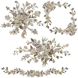 jj-5096.1欧式奢华水移画贝壳花家具翻新漆器圆桌餐桌办公桌橱柜