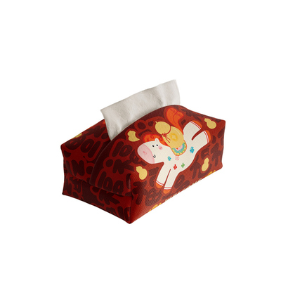 可爱小马 布艺纸巾盒客厅轻奢高级感桌面创意纸巾套卫生间抽纸包