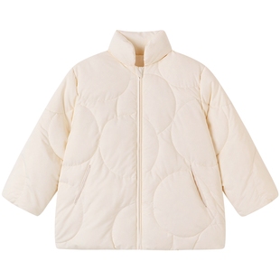 【高定系列】英氏儿童羽绒服米黄冬季男女童宝宝短款外套超韧绒