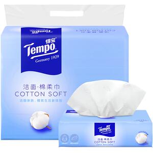 tempo得宝干湿两用巾棉柔巾一次性洗脸巾美容洁面巾便携装90抽3包