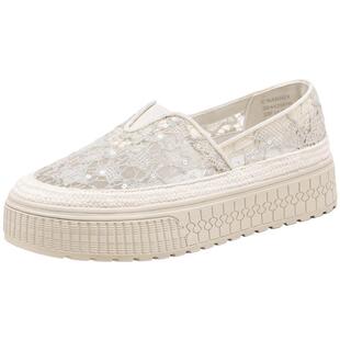 千百度渔夫鞋女夏季新款蕾丝网面透气一脚蹬舒适松糕鞋休闲鞋女款