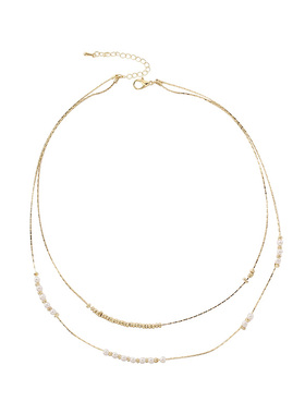 小众设计感珍珠花迹双层叠戴