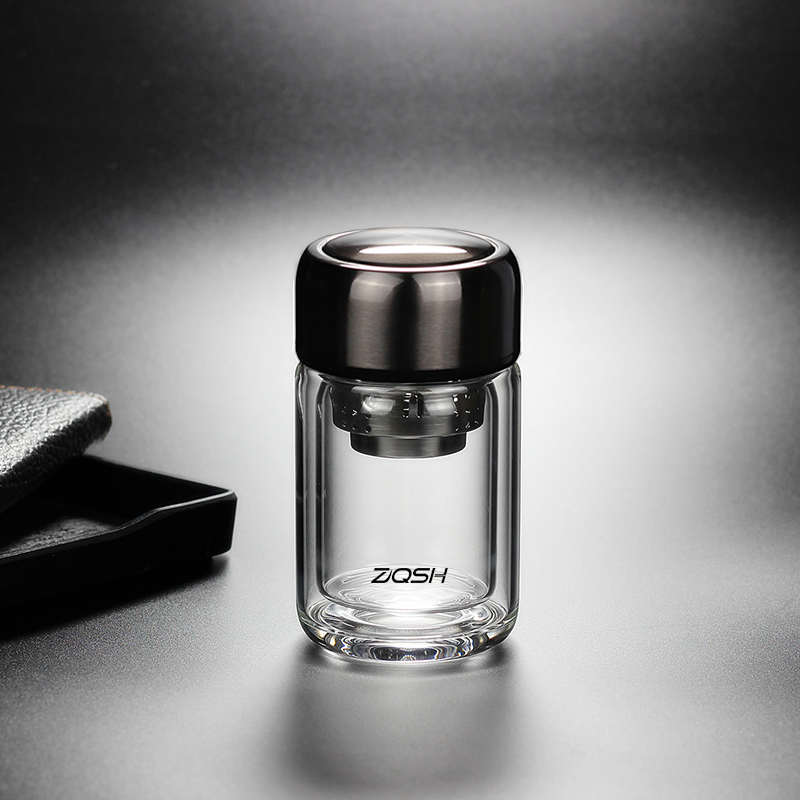 女士迷你双层玻璃杯咖啡杯个人专用泡茶高颜值水杯子便携小巧口袋