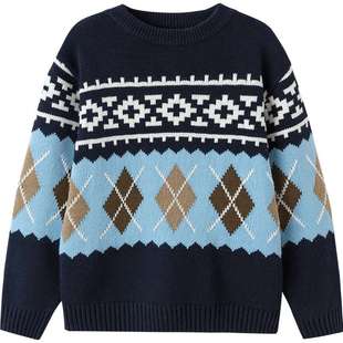 巴拉巴拉男童针织衫中大童女童毛衣冬装新款童装儿童套头打底衫厚