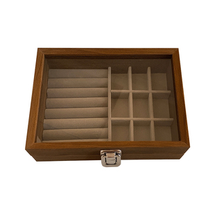 2025新款复古实木首饰盒便携大容量手饰品项链戒指耳钉收纳盒小型