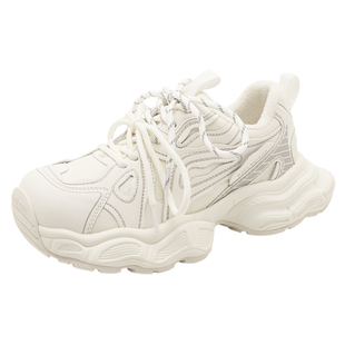 欧洲站双鞋带老爹鞋女2025新款秋冬加绒小白鞋厚底增高运动休闲鞋