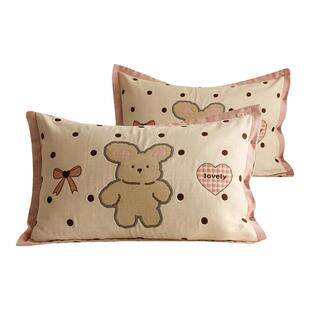 纯棉四层纱布枕套一对装全棉成人枕头套家用加厚枕芯套吸汗防头油