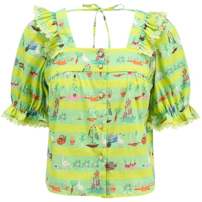 tanni可爱减龄泡泡袖方领短上衣