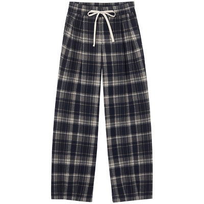 热风2025年冬季女士休闲格纹长裤