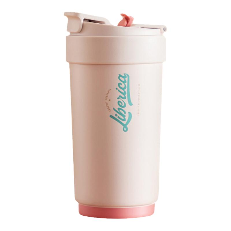 苏泊尔保温咖啡杯一盖双饮保温杯高颜值男女便携新款陶瓷覆层水杯