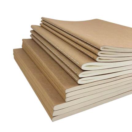 考研笔记本本子加厚高中车线横线作业本b5中小学牛皮纸可平摊大学生a4白纸空白复古定制草稿本不透护眼日记本