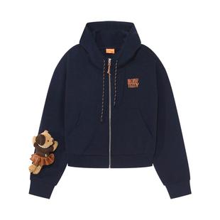 NOISY TEDDY25秋季新款可爱立体熊女士连帽长袖卫衣外套宽松舒适