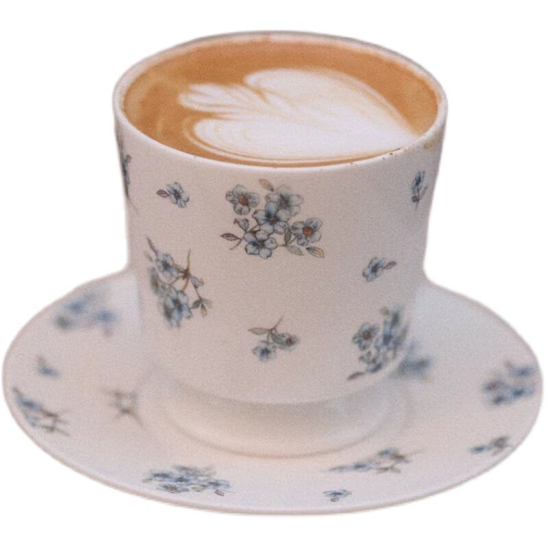 高颜值中式复古咖啡杯日式陶瓷手握杯手拿杯高脚陶瓷杯小众设计感