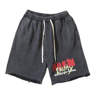 FOG美式高街潮牌GALLERY DEPT字母印花宽松休闲五分短裤男女夏季