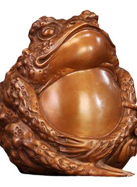 匠泽铜魂紫铜悠然蟾蜍茶宠摆件