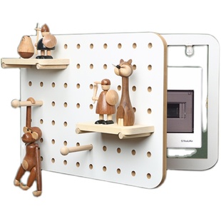 北欧洞洞板电表箱装饰画免打孔配电闸盒遮挡置物衣架竖款创意挂件