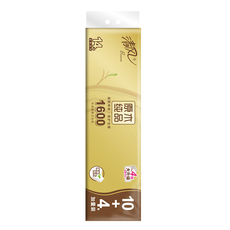 清风金装卷纸无芯4层加厚1提