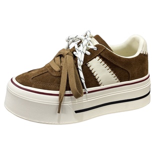 欧洲站2025新款棉鞋磨砂真皮复古加绒德训鞋厚底松糕底板鞋女欧货