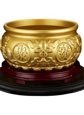 纯铜聚宝盆摆件招财聚财实心家用存钱罐黄铜米缸店铺公司开业礼品
