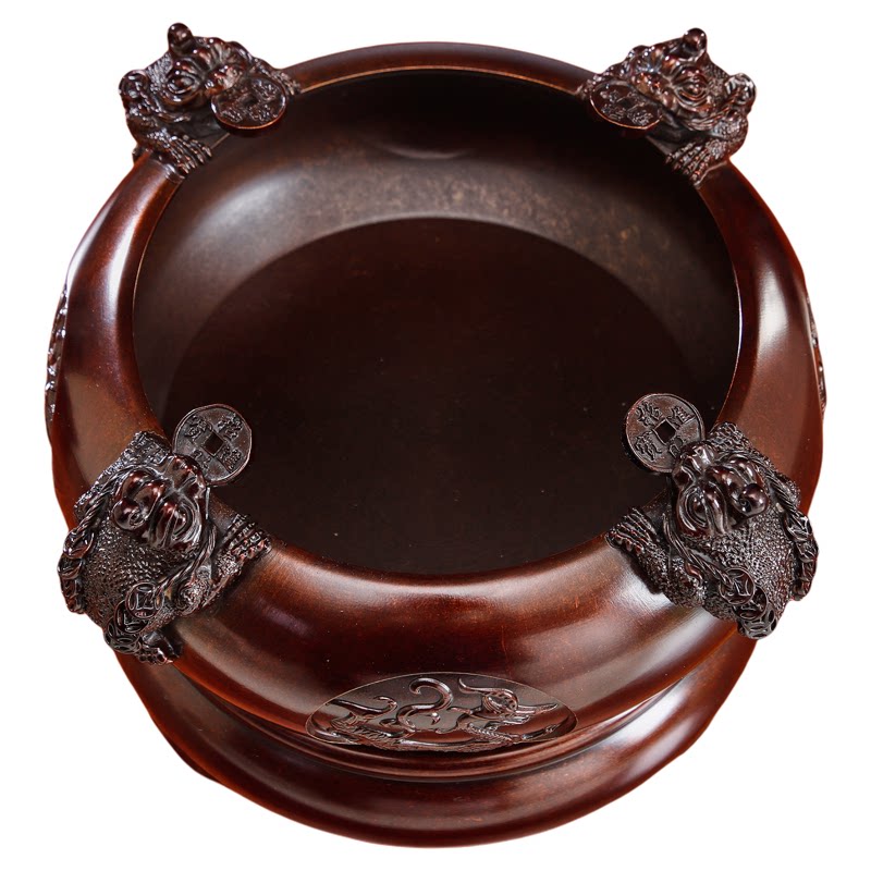 纯铜仿古四方来财烧香炉家用大号