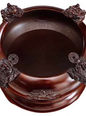 纯铜仿古四方来财烧香炉家用大号