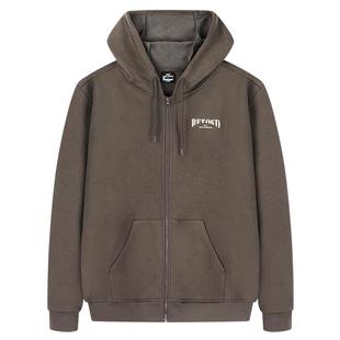 361男装2025秋冬新款连帽开襟绒里卫衣男士宽松舒适运动休闲外套