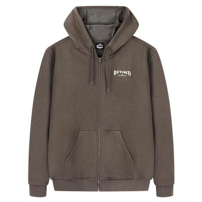 361男装2025秋冬新款连帽开襟绒里卫衣男士宽松舒适运动休闲外套