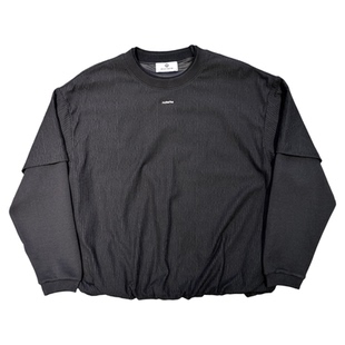 BY3春季潮牌男假两件圆领卫衣韩系宽松丝滑柔软设计感打底上衣潮