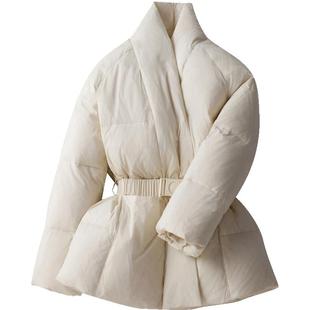 BXV轻国风收腰羽绒服女2025冬季新款小个子新中式白鸭绒羽绒外套