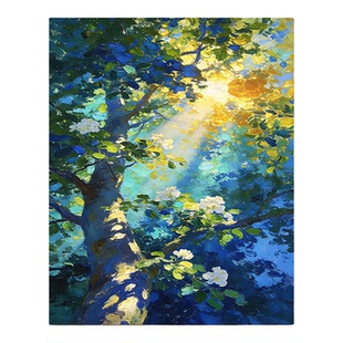 花满枝diy数字油画手工填色植物花卉丙烯画治愈解压客厅装饰挂画