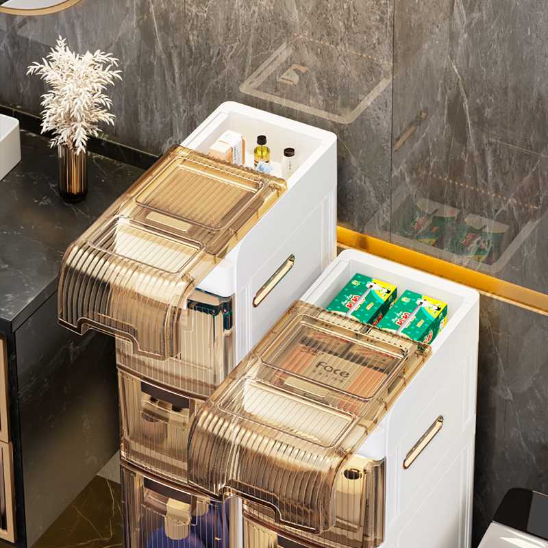 卫生间轻奢风置物架浴室落地马桶物物置储柜柜收纳安装夹缝免厕所