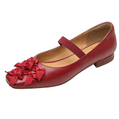 红色婚鞋浅口单鞋一字带玛丽珍鞋