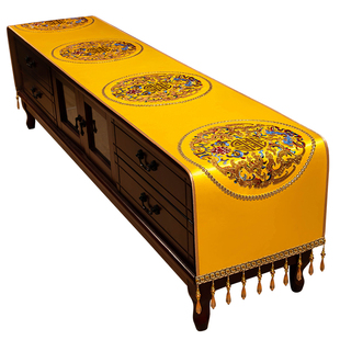 电视柜桌布高级感新中式桌布客厅茶几防尘布盖布垫防尘长条套罩子